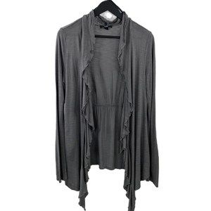 I.N. San Francisco Gray Cascading Cardigan U.S.A L